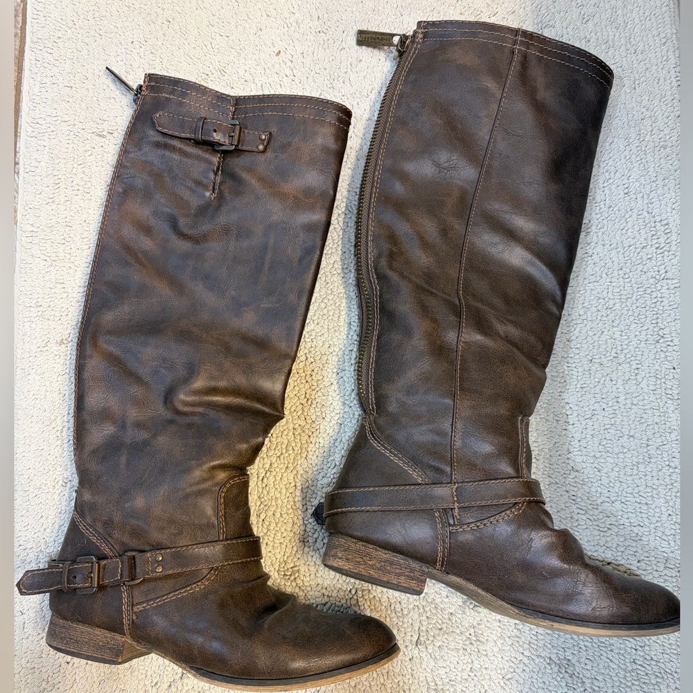 Brown Leather Knee-High Boots